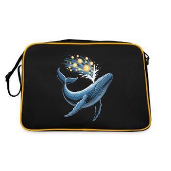 Crypto whale with Bitcoin coins splash water - Retro Bag - black/gold - Back
