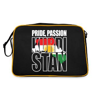 Pride Passion Kurdistan Kurde Kurden - Retro Tasche - Schwarz/Gold - Hinten