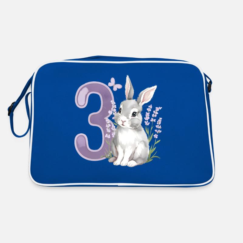 3rd Birthday 3 Years Bunny Bunny Lavender Purple Retro Bag