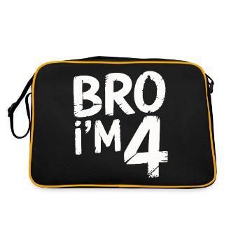 Bro, ich bin 4 – Coole Geburtstags-Design - Retro Tasche - Schwarz/Gold - Hinten