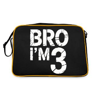Bro, ich bin 3 – Coole Geburtstags-Design - Retro Tasche - Schwarz/Gold - Hinten