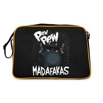 Pew Pew Madafakas Funny Cat with Saying - Retro Bag - black/gold - Back