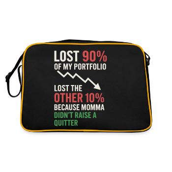 Börsenhändler Lustiger Spruch: 90% Verlust - Retro Tasche - Schwarz/Gold - Hinten