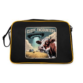 Außerirdische Begegnungen Auf Dem Bauernhof - Retro Tasche - Schwarz/Gold - Hinten