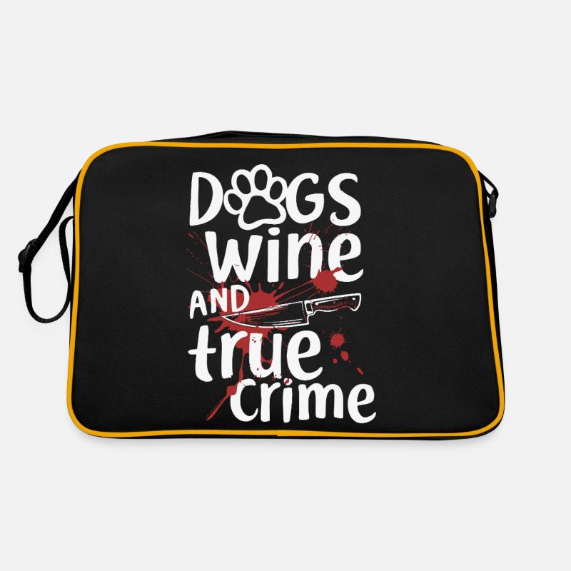 Chiens, vin et true crime – Funny Design Sac Retro