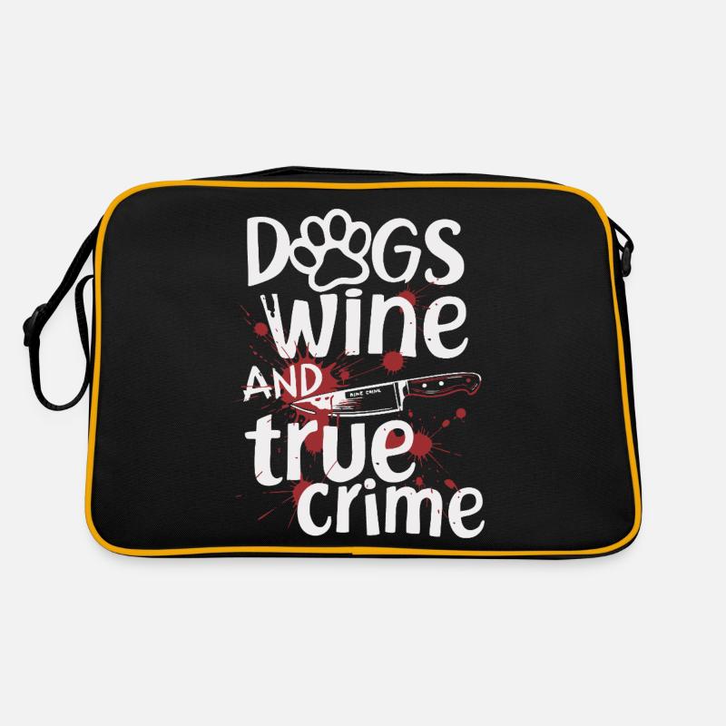 Chiens, vin et true crime – Funny Design Sac Retro