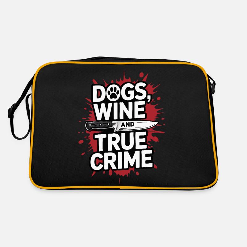 Chiens, vin et true crime – Funny Design Sac Retro