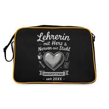 Avis aux enseignants forts ! Il montre le cœur - Sac Retro - noir/or - Dos