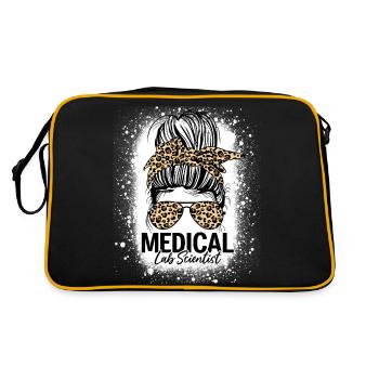 Medical Lab Scientist Messy Bun Leopard Funny Lab - Retro Bag - black/gold - Back