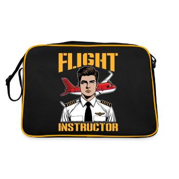Flight Instructor Aviation Teacher Pilot School - Retro Bag - black/gold - Back