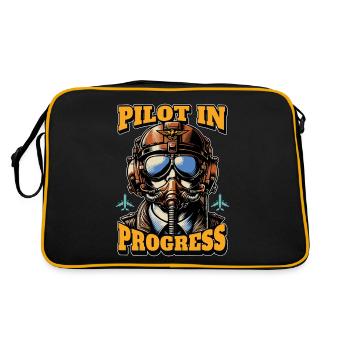 Flight Instructor Pilot In Progress Flight Trainer - Retro Tasche - Schwarz/Gold - Hinten