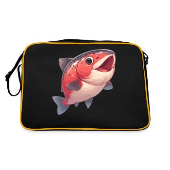 Lachse Lachs - Retro Tasche - Schwarz/Gold - Hinten
