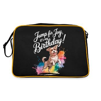 Jump for Joy Birthday Dog Design - Retro Bag - black/gold - Back