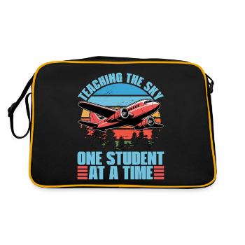 Flight Instructor Teaching The Sky Flight Lesson - Retro Tasche - Schwarz/Gold - Hinten