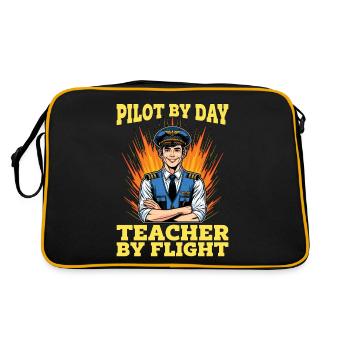 Flight Instructor Pilot By Day Aviation Teacher - Retro Bag - black/gold - Back