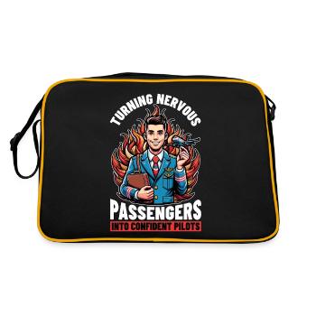 Flight Instructor Turning Nervous Flight Attendant - Retro Tasche - Schwarz/Gold - Hinten
