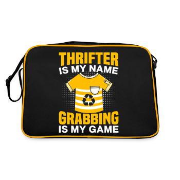 Thrift Shopper Thrifter Is My Name Gift - Retro Bag - black/gold - Back