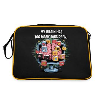 Too Many Tabs – ADD Brain Cartoon Design - Retro Bag - black/gold - Back