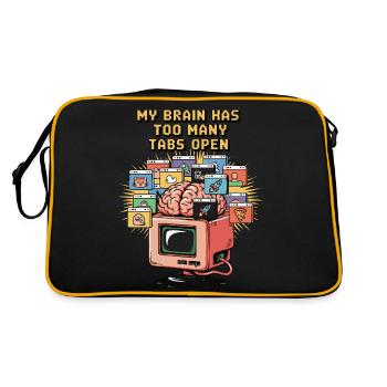 Too Many Tabs – ADD Brain Cartoon Design - Retro Bag - black/gold - Back