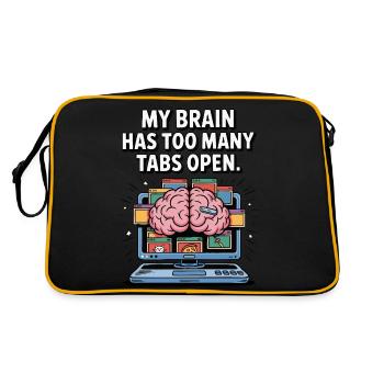 Too Many Tabs – ADD Brain Cartoon Design - Retro Bag - black/gold - Back