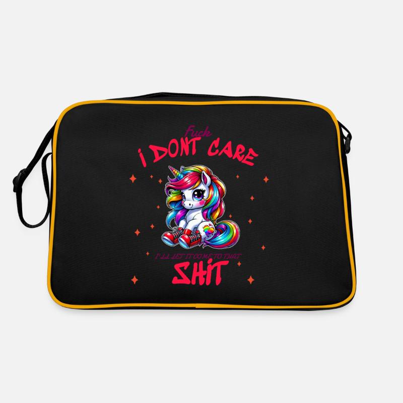 I Don't Care Unicorn Statement design - Retro Bag - black/gold
