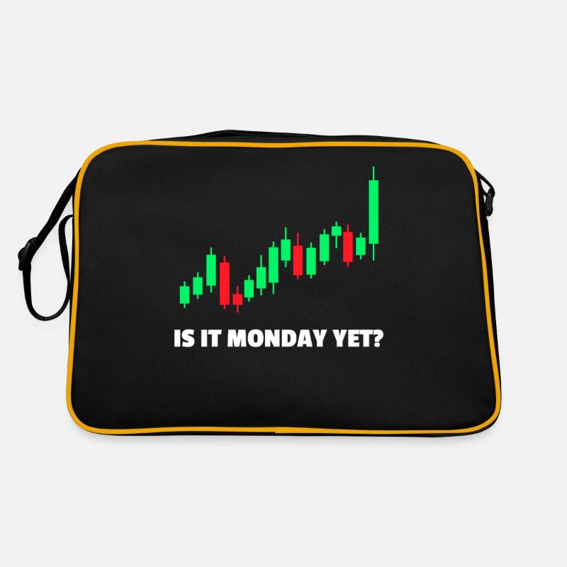 Is it monday yet? Aktienmarkt Börse Trader - Retro Tasche - Schwarz/Gold