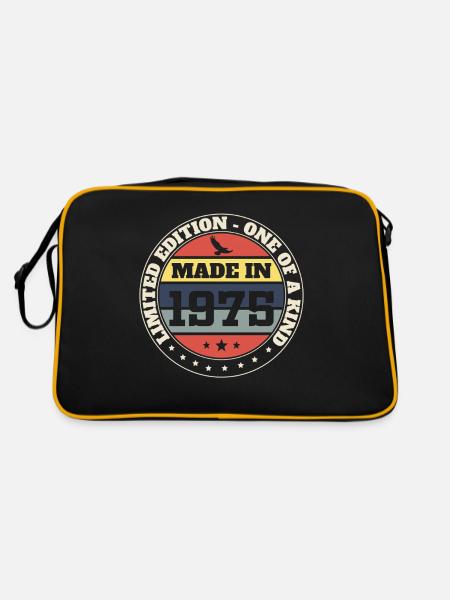 1975 Vintage Retro Geburtstagsgeschenk - Retro Tasche - Schwarz/Gold - Hinten