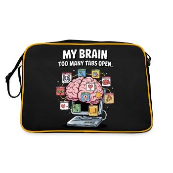 Too Many Tabs – ADD Brain Cartoon Design - Retro Bag - black/gold - Back