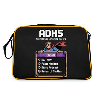 ADHD Superpower – Side-Quest Hero Shirt - Retro Bag - black/gold - Back