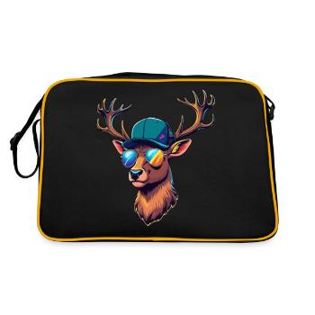 Cooler Hirsch Hirschkopf Jäger Jagen Wild Wald - Retro Tasche - Schwarz/Gold - Hinten