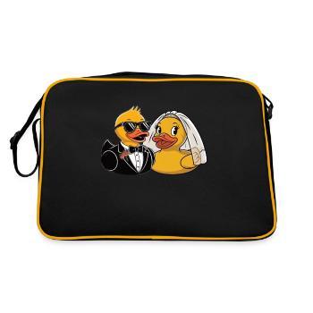 Gummienten Brautpaar - Retro Tasche - Schwarz/Gold - Hinten