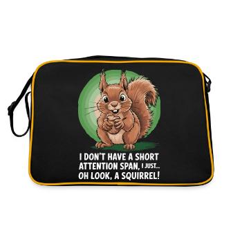 ADHD? Oh look, a squirrel! - Retro Bag - black/gold - Back