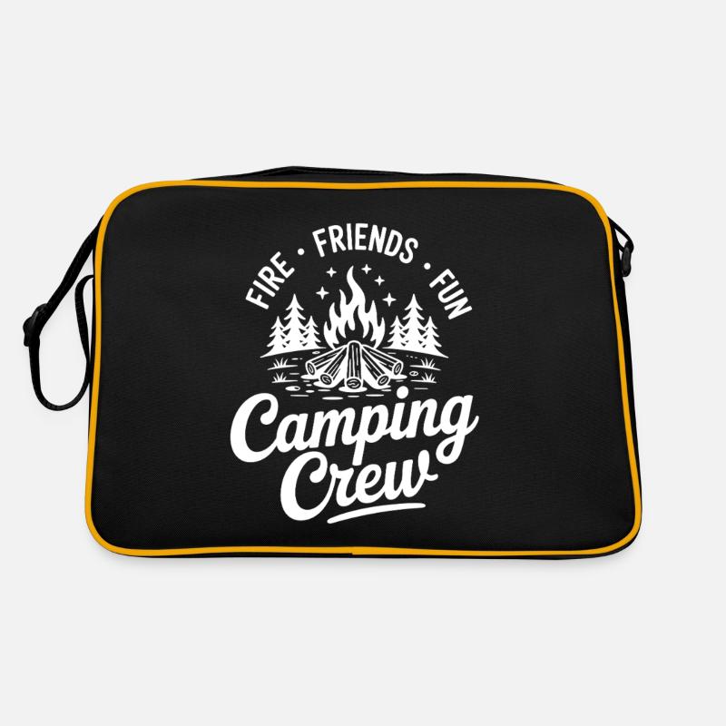 Fire Friends Fun – Camping Crew - Retro Tasche - Schwarz/Gold