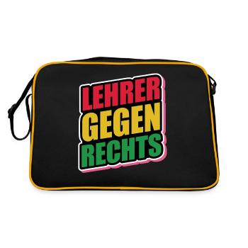 Lehrer Gegen Rechts - Gegen Rechts, gegen Hetze - Retro Tasche - Schwarz/Gold - Hinten