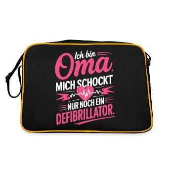 Ich bin Oma mich schockt nur noch ein Defi - Retro Tasche - Schwarz/Gold - Hinten