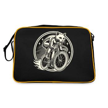 Retro Bicycle Cat for Animal Lovers on Tour - Retro Bag - black/gold - Back