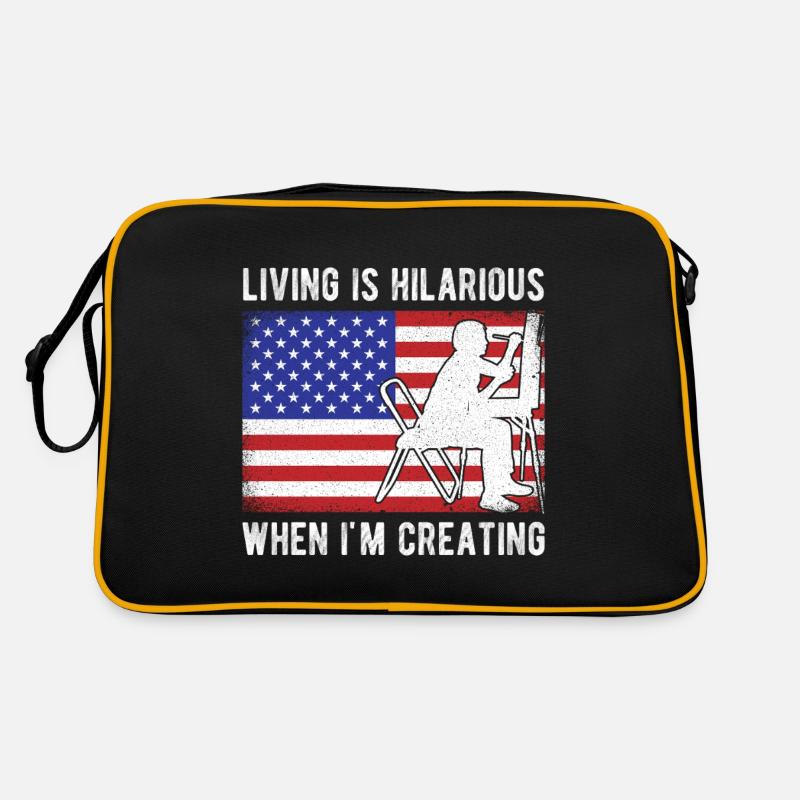 Funny Art Painter I`d Living Hilarious Creating - Retro Tasche - Schwarz/Gold