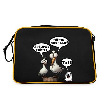 Apropos Moewe Moewie noch een Spruch twee - Retro Tasche - Schwarz/Gold - Hinten