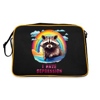 WASCHBÄR I HAVE DEPRESSION - Retro Tasche - Schwarz/Gold - Hinten