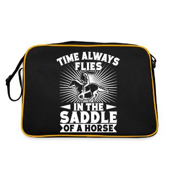Rodeo Horse Riding Time Always Flies In Saddle - Retro Tasche - Schwarz/Gold - Hinten