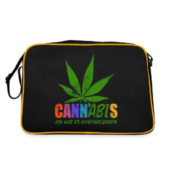 CannABIs Abi durchgezogen - Abitur - Spruch - Retro Tasche - Schwarz/Gold - Hinten