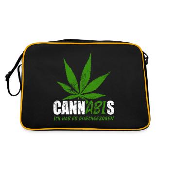 CannABIs Abi durchgezogen - Abitur - Spruch - Retro Tasche - Schwarz/Gold - Hinten