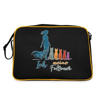 Ich & meine Follower – Katzenhumor Design - Retro Tasche - Schwarz/Gold - Hinten