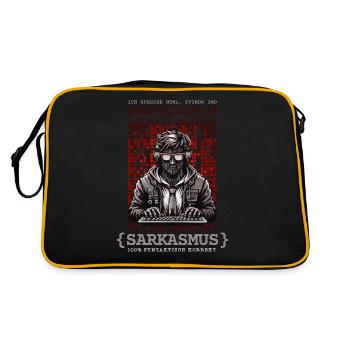 I speak HTML, Python and sarcasm - Retro Bag - black/gold - Back