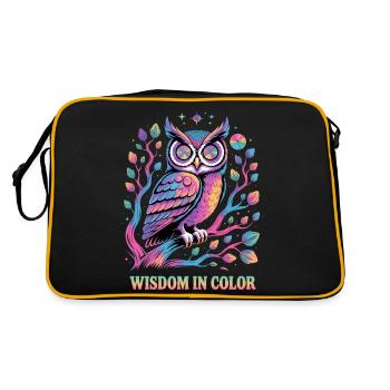 Vibrant Owl Wisdom in Color Design - Retro Bag - black/gold - Back