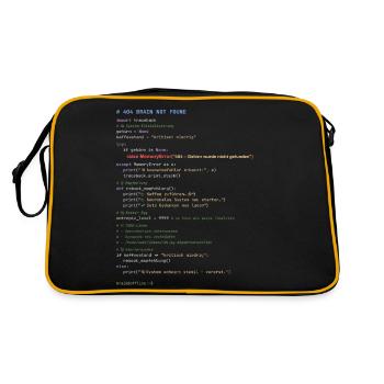 404 Brain Not Found Python Code - Retro Tasche - Schwarz/Gold - Hinten