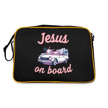 Jesus an Board Cabrio Spruch christlicher Fahrer - Retro Tasche - Schwarz/Gold - Hinten