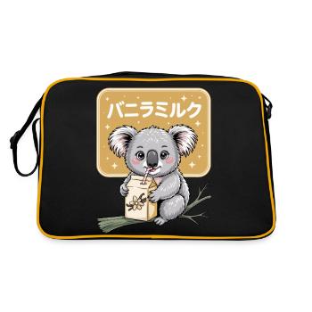 Kawaii Koala Drinking Vanilla Milk Cute Animal - Retro Bag - black/gold - Back