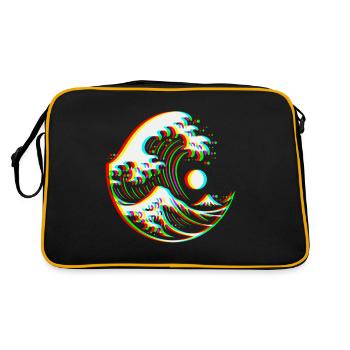 RGB die Kanagawa-Welle - Retro Tasche - Schwarz/Gold - Hinten