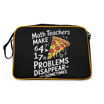 Funny Math Teacher Design Pizza & Problem Solving - Retro Bag - black/gold - Back
